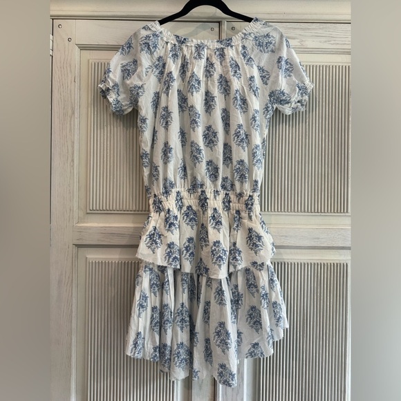 NIBI MTK Hamptons Elegant Blue Floral Dress with Puff Sleeves XS - Picture 10 of 15